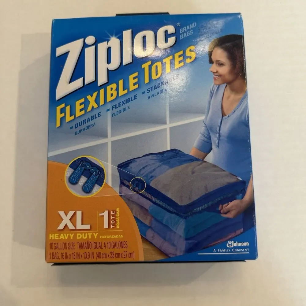 Ziploc XL X-Large Flexible Storage Tote Heavy Duty 10 Gallon Clear Plastic Tote